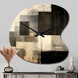 Black Mid Century Fusion II - Asymmetric Metal Wall Clock