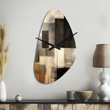 Black Mid Century Fusion II - Asymmetric Metal Wall Clock