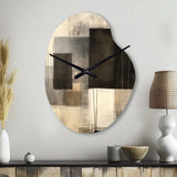 Black Mid Century Fusion II - Asymmetric Metal Wall Clock