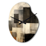 Black Mid Century Fusion II - Asymmetric Metal Wall Clock