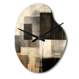 Black Mid Century Fusion II - Asymmetric Metal Wall Clock