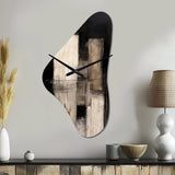 Black Mid Century Fusion IV - Asymmetric Metal Wall Clock
