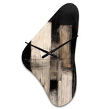 Black Mid Century Fusion IV - Asymmetric Metal Wall Clock