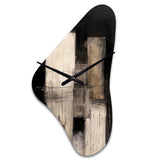 Black Mid Century Fusion IV - Asymmetric Metal Wall Clock