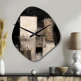Black Mid Century Fusion IV - Asymmetric Metal Wall Clock