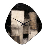 Black Mid Century Fusion IV - Asymmetric Metal Wall Clock