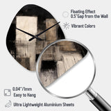 Black Mid Century Fusion IV - Asymmetric Metal Wall Clock