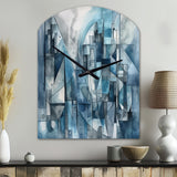 Blue Abstracted Harmonies Of Shape III - Asymmetric Metal Wall Clock