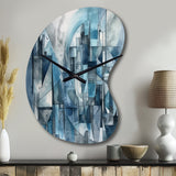 Blue Abstracted Harmonies Of Shape III - Asymmetric Metal Wall Clock
