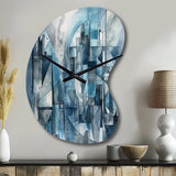 Blue Abstracted Harmonies Of Shape III - Asymmetric Metal Wall Clock
