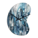 Blue Abstracted Harmonies Of Shape III - Asymmetric Metal Wall Clock