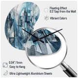 Blue Abstracted Harmonies Of Shape III - Asymmetric Metal Wall Clock