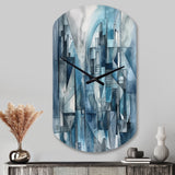 Blue Abstracted Harmonies Of Shape III - Asymmetric Metal Wall Clock