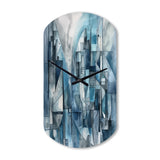 Blue Abstracted Harmonies Of Shape III - Asymmetric Metal Wall Clock
