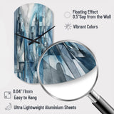 Blue Abstracted Harmonies Of Shape III - Asymmetric Metal Wall Clock