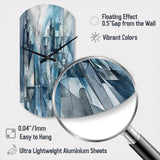 Blue Abstracted Harmonies Of Shape III - Asymmetric Metal Wall Clock