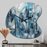 Blue Abstracted Harmonies Of Shape III - Asymmetric Metal Wall Clock