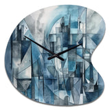 Blue Abstracted Harmonies Of Shape III - Asymmetric Metal Wall Clock