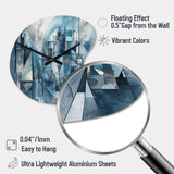 Blue Abstracted Harmonies Of Shape III - Asymmetric Metal Wall Clock