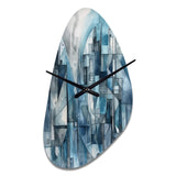 Blue Abstracted Harmonies Of Shape III - Asymmetric Metal Wall Clock