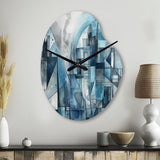 Blue Abstracted Harmonies Of Shape III - Asymmetric Metal Wall Clock
