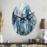 Blue Abstracted Harmonies Of Shape III - Asymmetric Metal Wall Clock