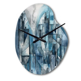 Blue Abstracted Harmonies Of Shape III - Asymmetric Metal Wall Clock