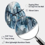 Blue Abstracted Harmonies Of Shape III - Asymmetric Metal Wall Clock