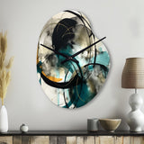 Green Grey Minimalism Fluidity - Asymmetric Metal Wall Clock