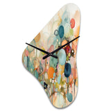 Pink Blue Minimalism Fluidity I - Asymmetric Metal Wall Clock