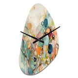 Pink Blue Minimalism Fluidity I - Asymmetric Metal Wall Clock