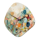 Pink Blue Minimalism Fluidity I - Asymmetric Metal Wall Clock