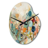 Pink Blue Minimalism Fluidity I - Asymmetric Metal Wall Clock