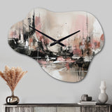 Pink Black Minimalism Fluidity I - Asymmetric Metal Wall Clock