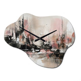 Pink Black Minimalism Fluidity I - Asymmetric Metal Wall Clock