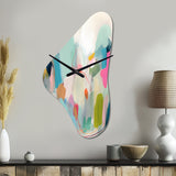 Pink Blue Minimalism Fluidity III - Asymmetric Metal Wall Clock