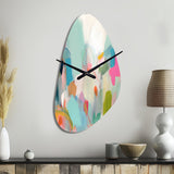Pink Blue Minimalism Fluidity III - Asymmetric Metal Wall Clock