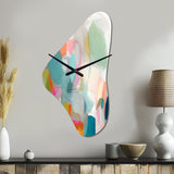 Pink Blue Minimalism Fluidity IV - Asymmetric Metal Wall Clock