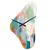 Pink Blue Minimalism Fluidity IV - Asymmetric Metal Wall Clock