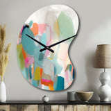 Pink Blue Minimalism Fluidity IV - Asymmetric Metal Wall Clock
