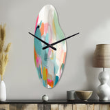 Pink Blue Minimalism Fluidity IV - Asymmetric Metal Wall Clock