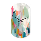 Pink Blue Minimalism Fluidity IV - Asymmetric Metal Wall Clock