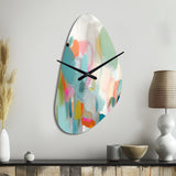 Pink Blue Minimalism Fluidity IV - Asymmetric Metal Wall Clock