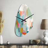 Pink Blue Minimalism Fluidity IV - Asymmetric Metal Wall Clock