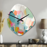 Pink Blue Minimalism Fluidity IV - Asymmetric Metal Wall Clock