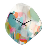 Pink Blue Minimalism Fluidity IV - Asymmetric Metal Wall Clock