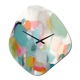 Pink Blue Minimalism Fluidity IV - Asymmetric Metal Wall Clock