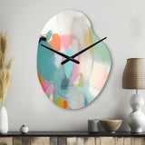 Pink Blue Minimalism Fluidity IV - Asymmetric Metal Wall Clock