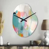 Pink Blue Minimalism Fluidity IV - Asymmetric Metal Wall Clock