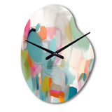 Pink Blue Minimalism Fluidity IV - Asymmetric Metal Wall Clock